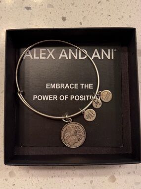 Alex and Ani Silver Blackhawks Charm Bangle Bracelet